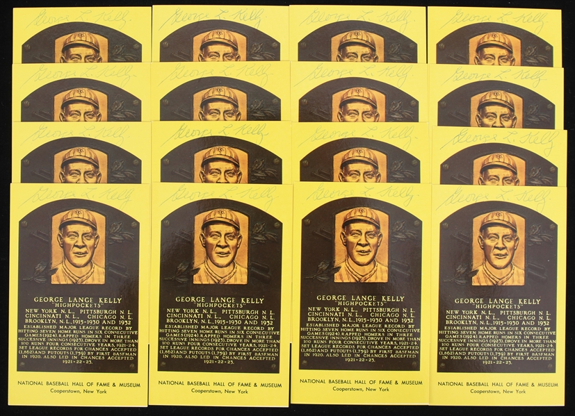 1970s George High Pockets Kelly New York Giants Signed HOF Postcards & Index Cards - Lot of 34 (JSA)