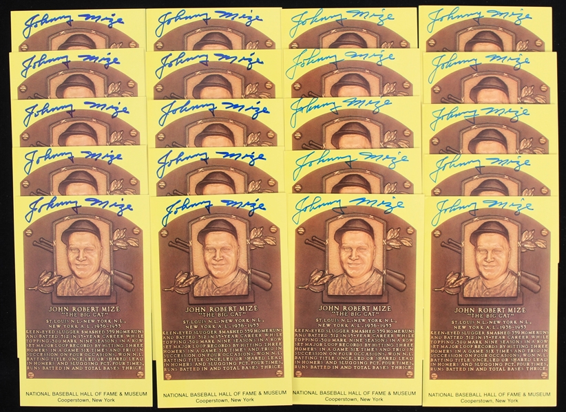 1980s Johnny Mize St. Louis Cardinals Signed 3.5" x 5.5" Yellow HOF Postcards - Lot of 75 (JSA)