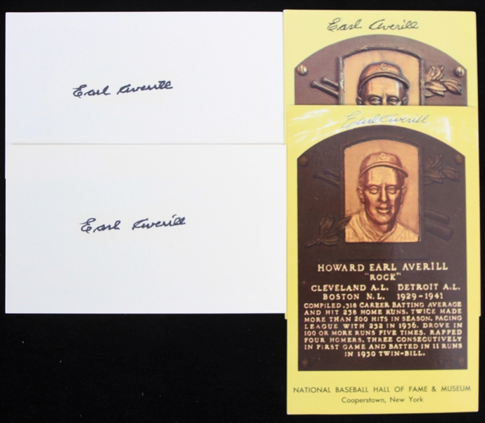 1975-83 Earl Averill Signed Postcards & Index Cards - Lot of 4 (JSA)