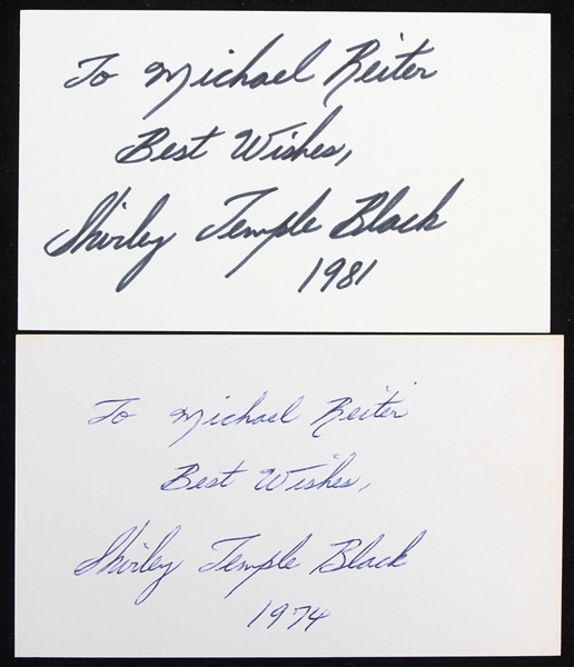 1974-81 Shirley Temple Black Child Actress Signed 3" x 5" Index Cards - Lot of 2 (JSA)