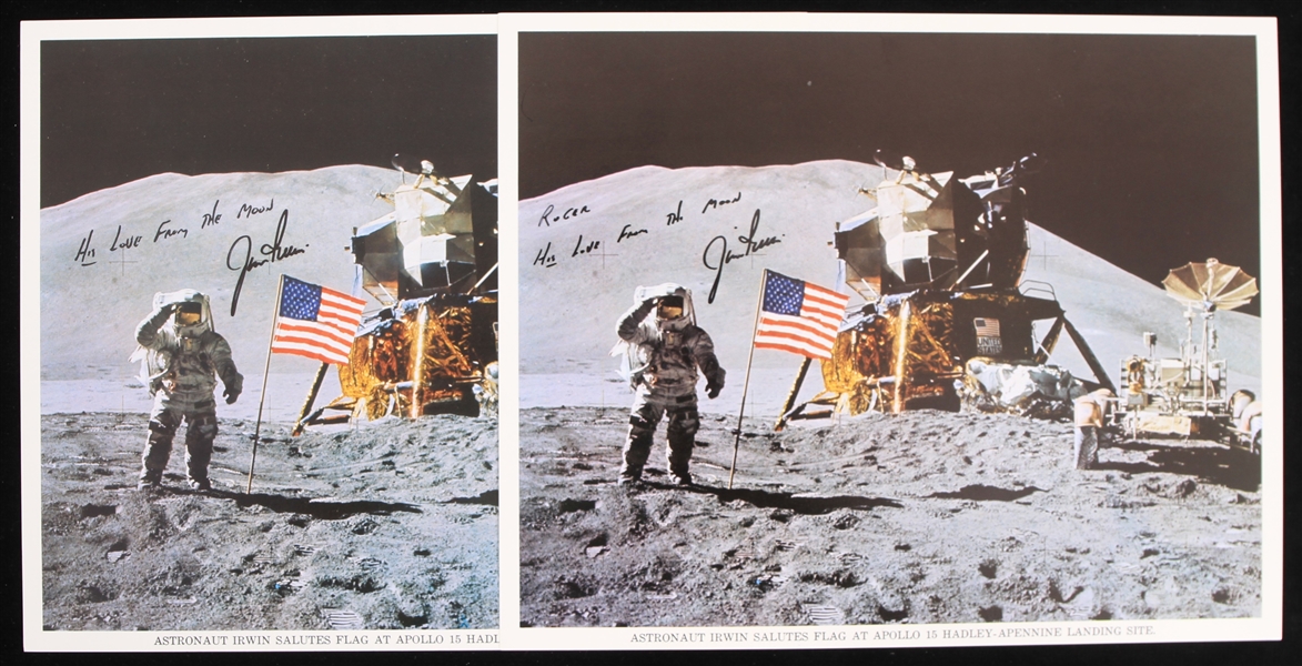 1980s Jim Irwin Apollo 15 NASA Astronaut Signed 8" x 10" Photos - Lot of 2 (JSA)