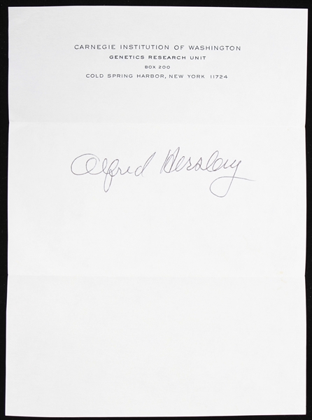 1980s Alfred Hershey Nonel Prize Geneticist Signed 6.25" x 8.5" Letterhead