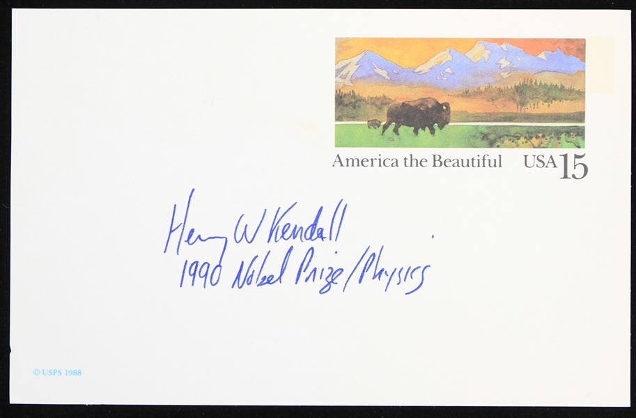 1990 Henry W. Kendall Nobel Prize Physicist Signed 3.5" x 5.5" Postcard
