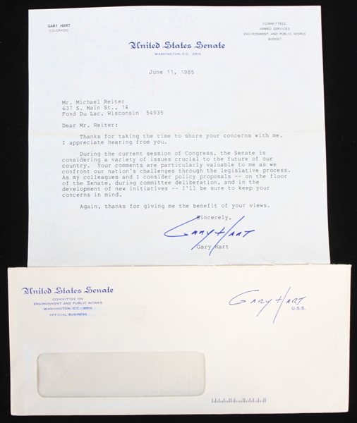 1985 Gary Hart US Senator Signed Correspondence (JSA)