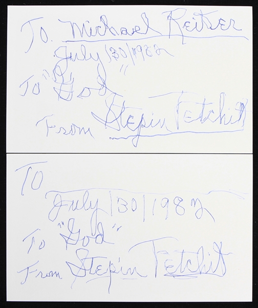 1982 Stepin Fetchit Vaudeville Performer Signed 3" x 5" Index Cards - Lot of 2 (JSA)