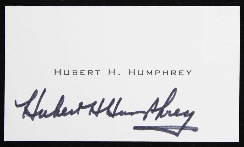 1980s Hubert H. Humphrey Vice President Signed 2" x 3.5" Business Card (JSA)