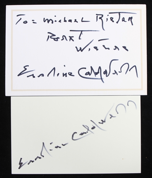 1980s Erskine Caldwell Tobacco Road Author Signed Index Cards - Lot of 2 (JSA)