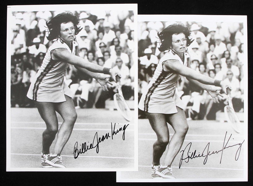 1980s Billie Jean King Twelve TIme Major Champion Signed 8" x 10" Photos - Lot of 2 (JSA)  