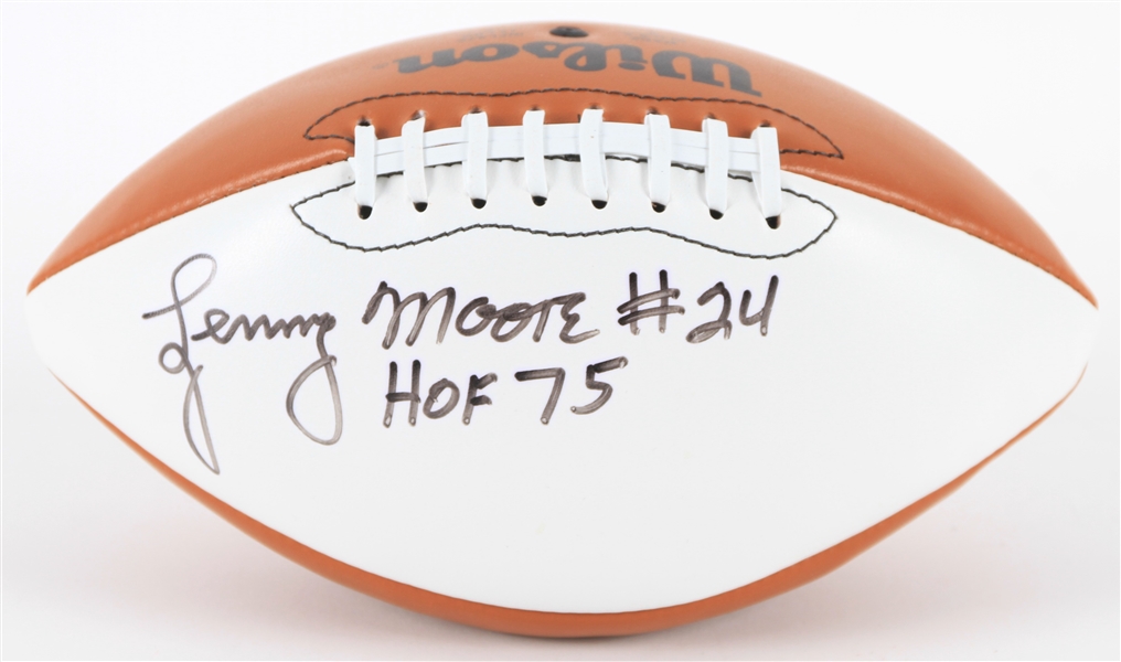 1980s Lenny Moore Baltimore Colts Signed Autograph Panel Football (JSA)