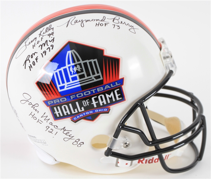 2000s NFL Hall of Fame Multi Signed Full Size Display Helmet w/ 9 Signatures Including Ron Mix, Raymond Berry, Leroy Kelly & More (JSA)