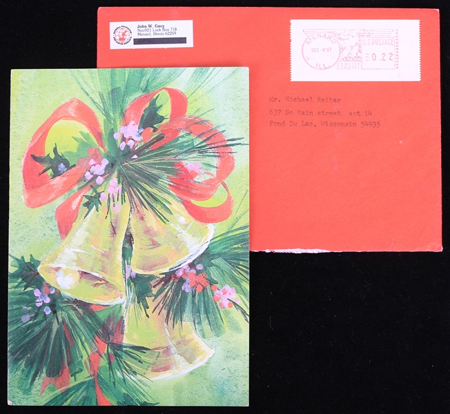 1987 John Wayne Gacy Serial Killer Signed Christmas Card w/ Original Mailing Envelope (JSA)