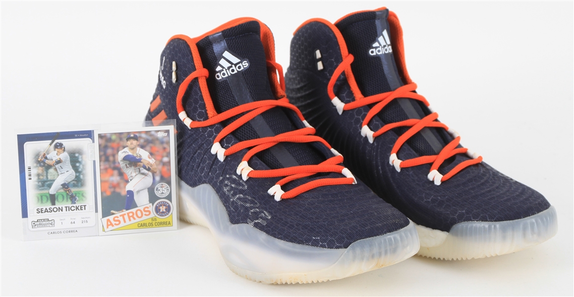 2018 Carlos Correa Houston Astros Signed Adidas Workout Sneakers (MEARS LOA/JSA/Family Letter)