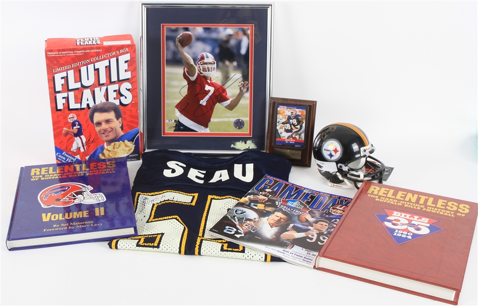 1990s-2000s Football Memorabilia Collection - Lot of 8 w/ Buffalo Bills, Doug Flutie, Signed Items & More