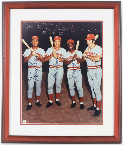 1970 Peter Rose, Johnny Bench, Tony Perez, Joe Morgan "Big Red Machine" Signed 23x27 Framed Photo (JSA)