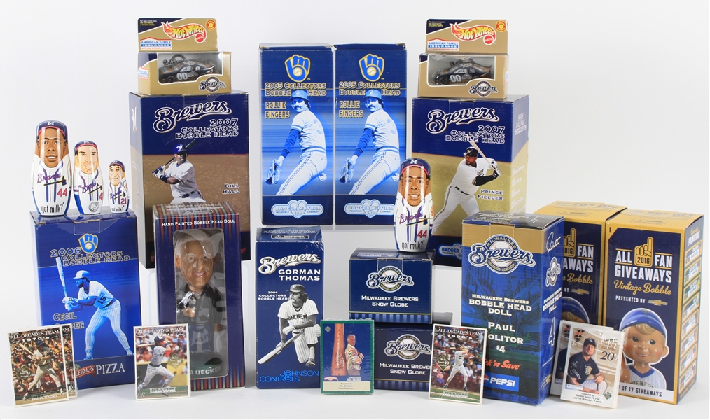 1990s-2000s Milwaukee Brewers Bobble Heads, Trading Cards, & more... (Lot of 22)