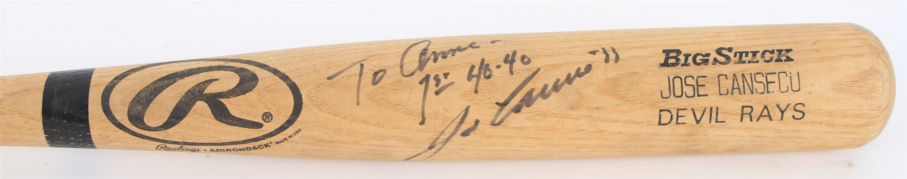 1999-2000 Jose Canseco Tampa Bay Devil Rays Signed Rawlings Adirondack Professional Model Game Used Bat (MEARS LOA/JSA)