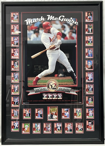 1998 Mark McGwire St. Louis Cardinals 39" x 54" Framed 62 Home Runs Display w/ Complete 30 Card Upper Deck Chase For 62 Trading Card Set