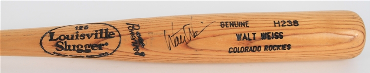 1997 Walt Weiss Colorado Rockies Signed Louisville Slugger Professional Model Bat (MEARS LOA/JSA)