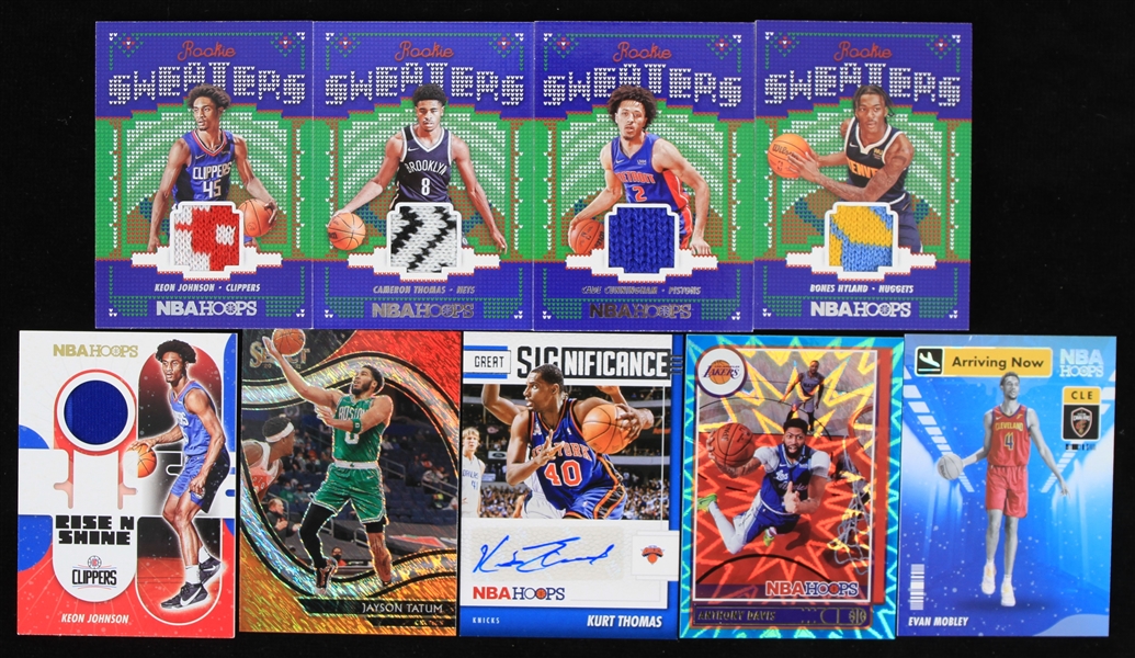 2021-22 Basketball Trading Cards - Lot of 9 w/ Cade Cunningham Rookie Sweaters, Evan Mobley Arriving Now, Kurt Thomas Signed & More
