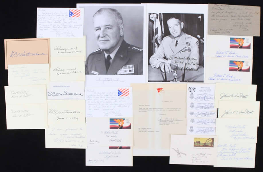 19870s-80s Military Signed Index Cards Postcards & Photos - Lot of 35+