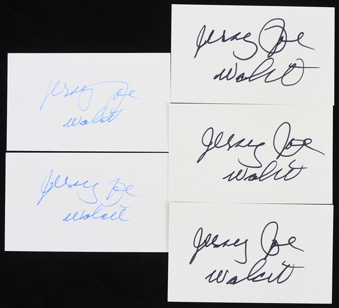 1980s Jersey Joe Walcott World Heavyweight Champion Signed Index Cards - Lot of 5 (JSA)