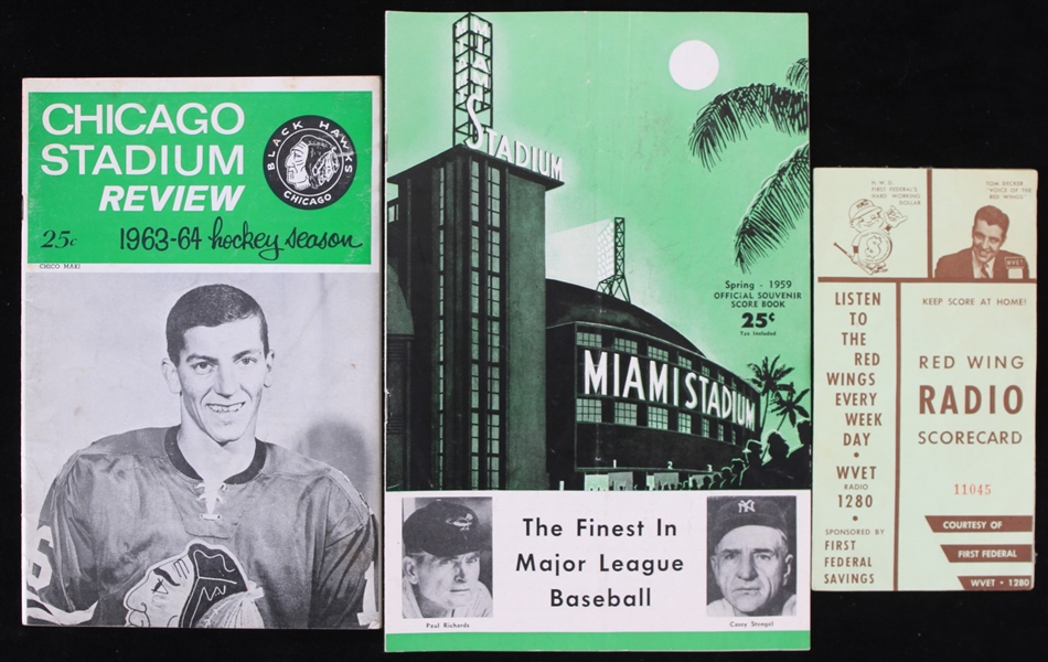 1950s-60s Baseball & Hockey Program Scorecard Yearbook - Lot of 3