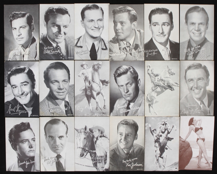 1950s-60s Hollywood Stars 3.25" x  5.5" Exhibit Cards - Lot of 18 w/ & More