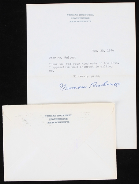 1974 Norman Rockwell Signed Letter w/ Original Mailing Envelope (JSA)