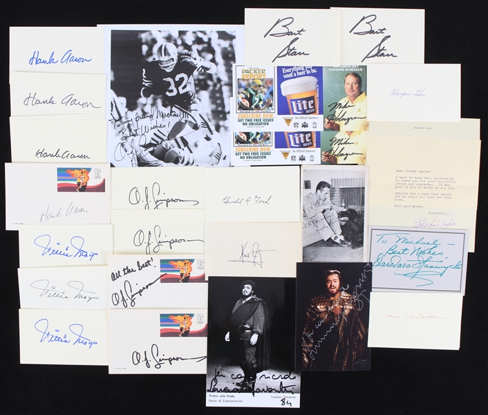 1980s Celebrity Secretarial Signed Photos & Index Cards Including O.J. Simpson, Harper Lee, Jerry Lewis & more...