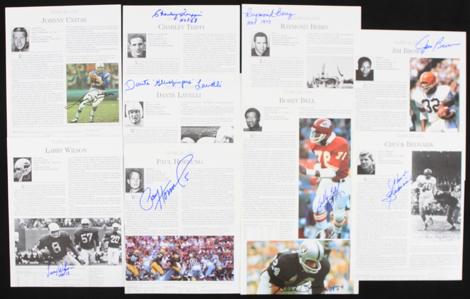 1988 NFL All Time Greats Signed Book Pages - Lot of 28 w/ Johnny Unitas, Bart Starr, Jim Brown, Gale Sayers & More (*Full JSA Letter*)