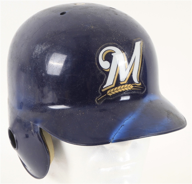 2000-02 Tyler Houston Milwaukee Brewers Game Worn Batting Helmet (MEARS LOA)