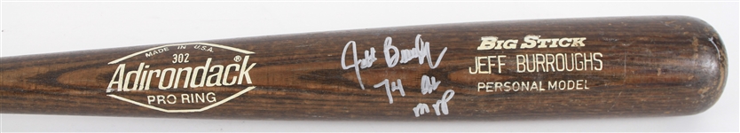 1982 Jeff Burroughs Oakland Athletics Signed Adirondack Professional Model Game Used Bat (MEARS LOA/JSA)