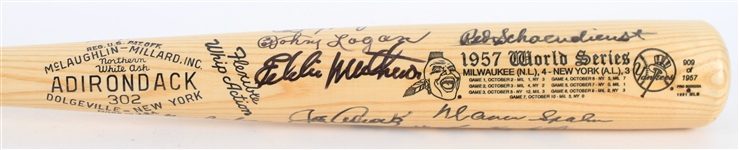 1957 Milwaukee Braves Multi Signed Adirondack World Series Commemorative Bat w/ 12 Signatures Including Eddie Mathews, Warren Spahn, Red Schoendienst & More (JSA)
