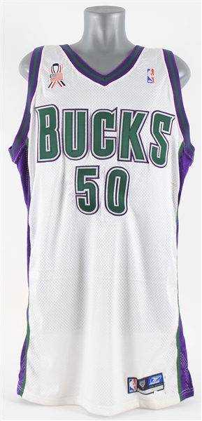 2001-02 Greg Anthony Milwaukee Bucks Game Worn Home Jersey (MEARS LOA)