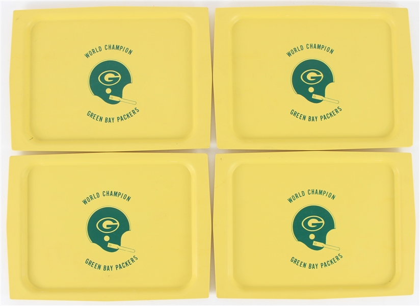 1960s World Champion Green Bay Packers 11" x 15" Serving Trays - Lot of 4