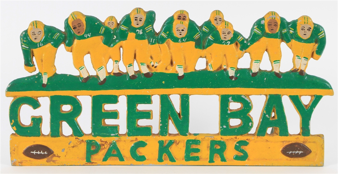 1960s Green Bay Packers 6" x 11" Painted Tin Sign 