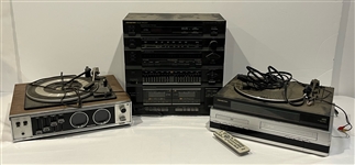 1970s-1980s Panasonic Turntable, Sound Design Tape Deck, RCA DVD and VCR