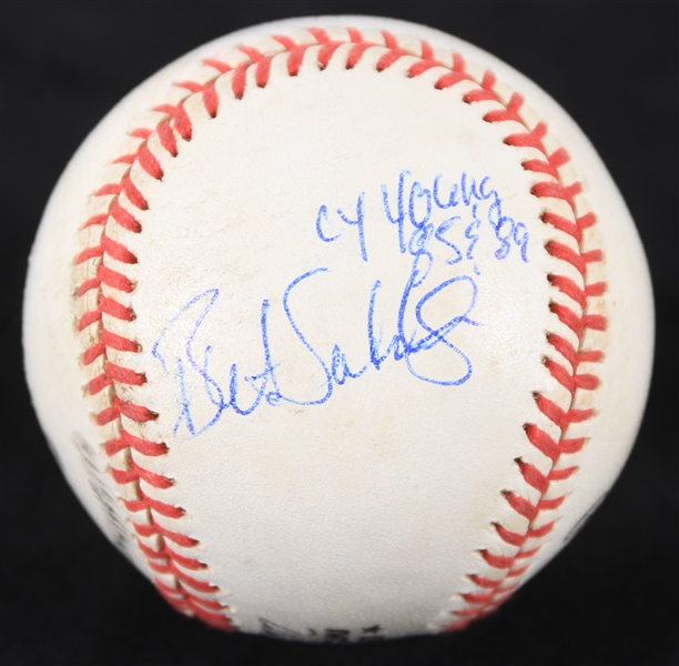 1992-93 Bret Saberhagen New York Mets Signed ONL White Game Used Baseball (MEARS LOA/JSA)
