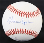 1989-90 Steve Carlton Warren Spahn Gaylord Perry Signed ONL White Baseball (JSA) 