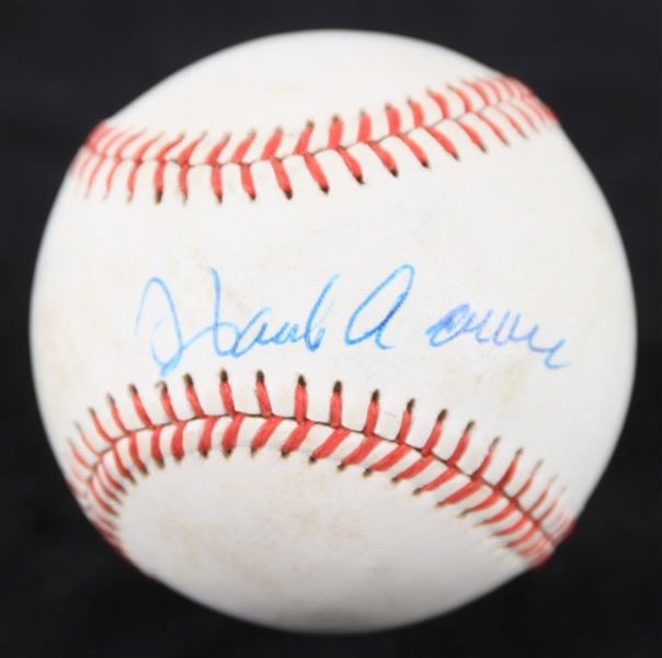1987-89 Hank Aaron Atlanta Braves Signed ONL Giamatti Baseball (JSA)
