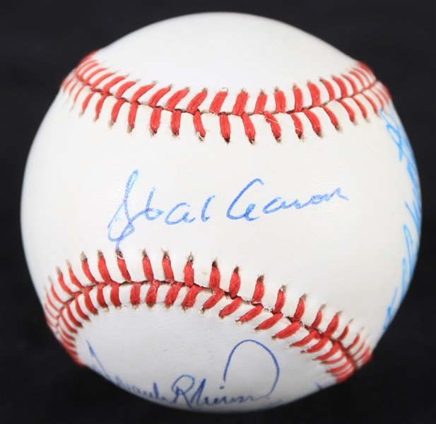 1989-90 500 Home Run Club Multi Signed ONL White Baseball w/ 5 Signatures Including Hank Aaron, Frank Robinson, Harmon Killebrew & More (JSA)