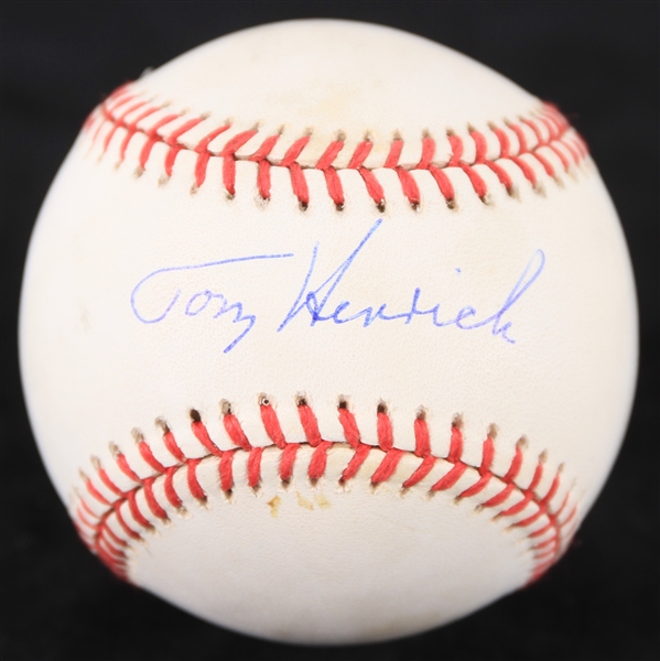 1993-94 Tom Henrich New York Yankees Signed OAL Brown Baseball (JSA)