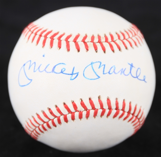 1990-92 Mickey Mantle New York Yankees Signed OAL Brown Baseball (JSA)