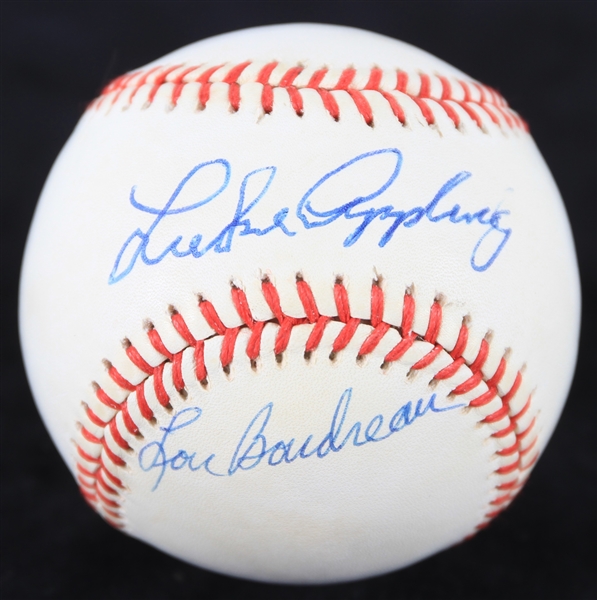 1990-92 Luke Appling Johnny Mize Lou Boudreau Bobby Doerr Multi Signed OAL Brown Baseball (JSA)