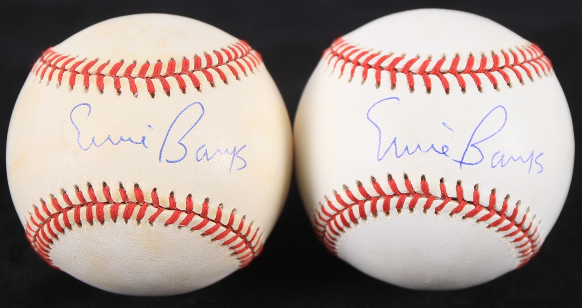 1993-94 Ernie Banks Chicago Cubs Signed ONL White Baseballs - Lot of 2 (JSA)