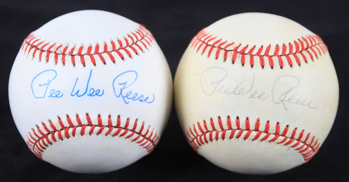 1987-91 Pee Wee Reese Brooklyn Dodgers Signed ONL Giamatti/White Baseballs - Lot of 2 (JSA)