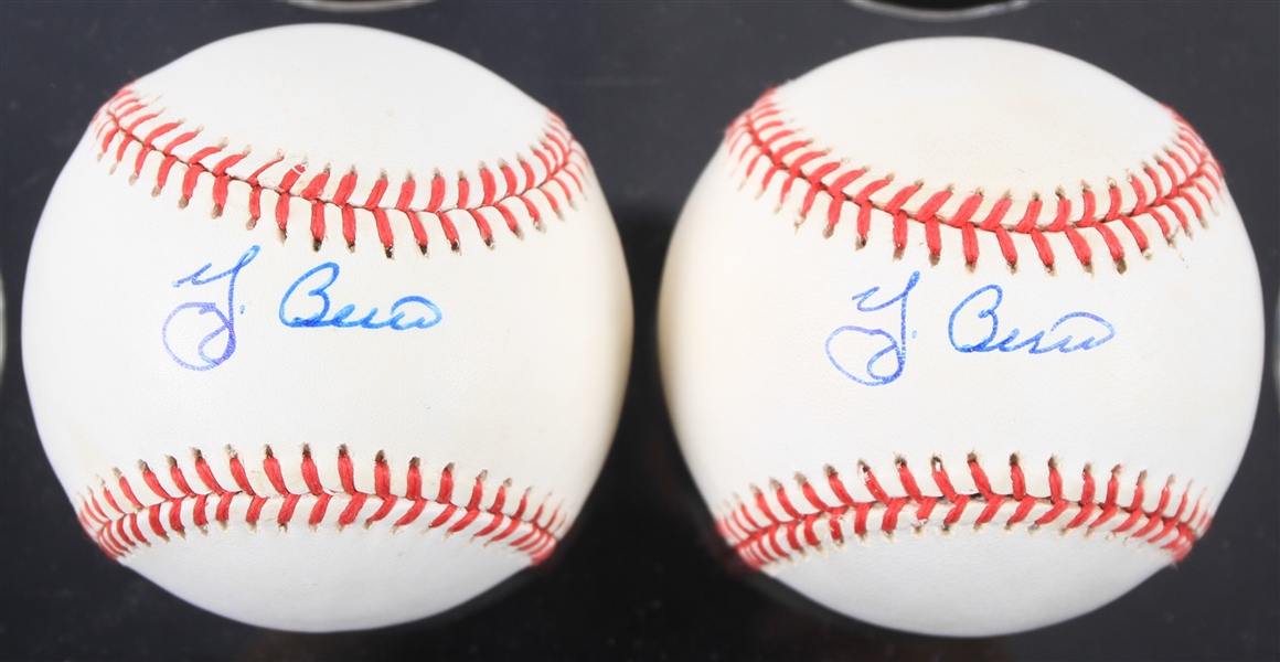 1990-92 Yogi Berra New York Yankees Signed OAL Brown Baseballs - Lot of 2 (JSA)