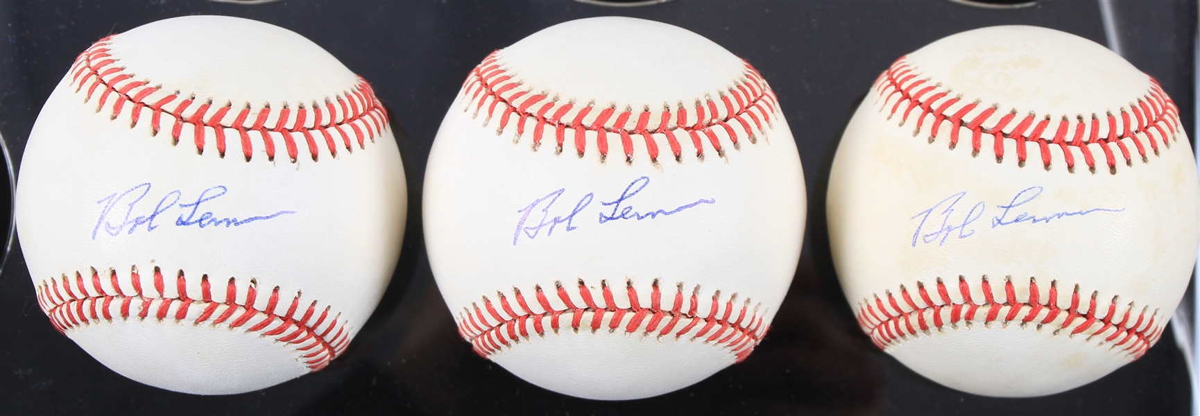 1990-92 Bob Lemon Cleveland Indians Signed OAL Brown Baseballs - Lot of 3 (JSA)
