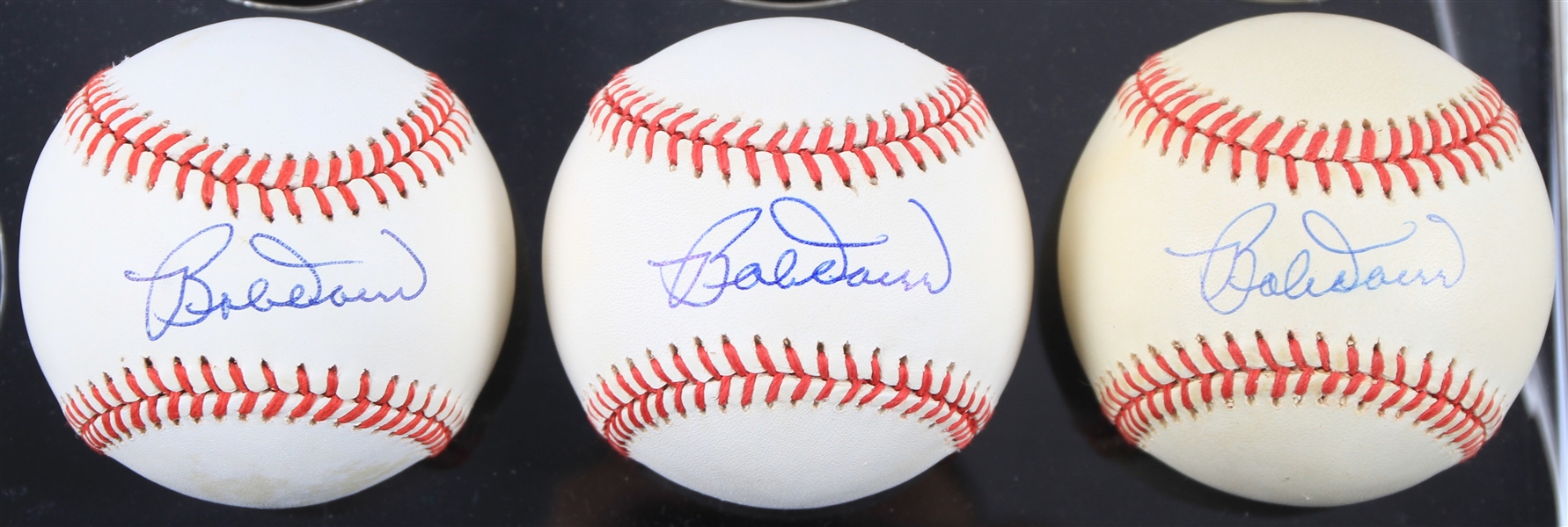 1985-92 Bobby Doerr Boston Red Sox Signed OAL Brown Baseballs - Lot of 3 (JSA)