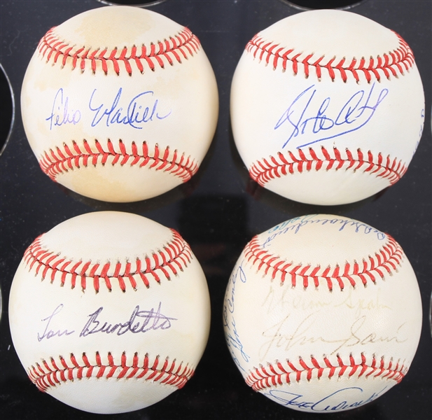 1990s Signed Baseball Collection - Lot of 4 w/ Milwaukee Braves Multi Signed, Rico Carty, Lou Burdette & Felix Mantilla (JSA)